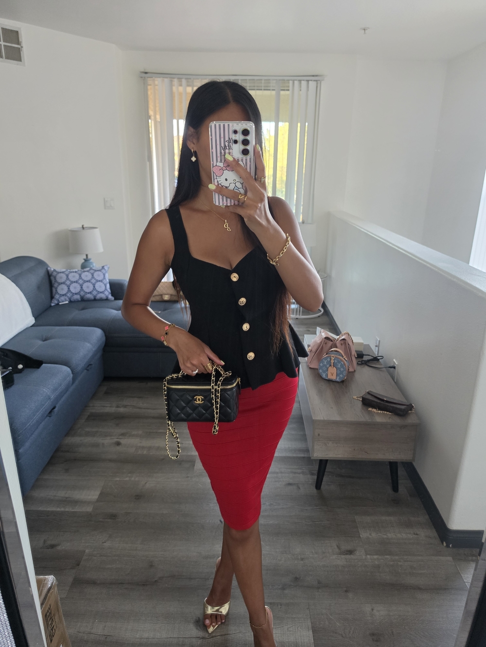 Zara Red Pencil Skirt - Sleek High-Waist Knit - Picture 6 of 14